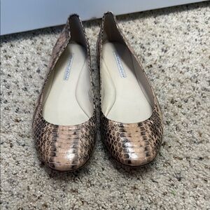 Vera Wang Lavender Label Snake-Embossed Flats in Taupe